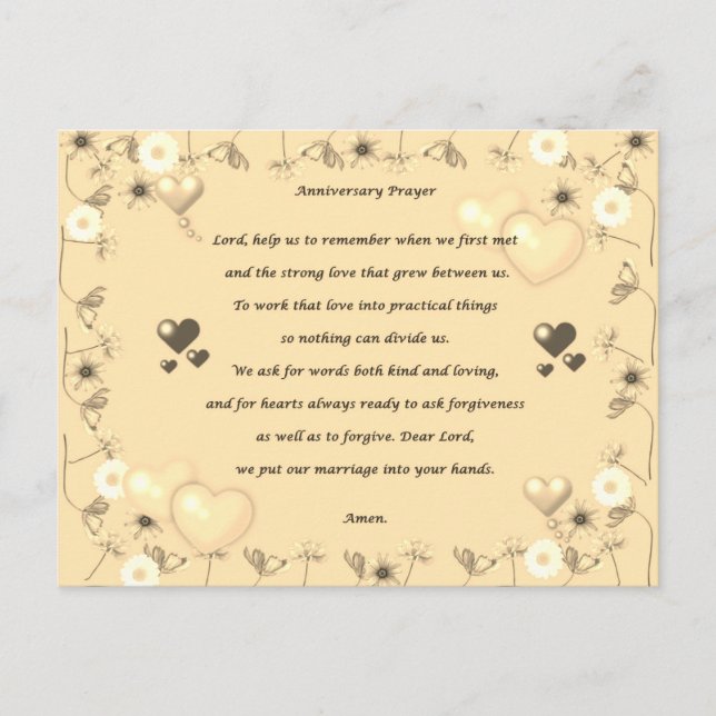 Cartão postal de oração para casal de aniversário (Frente)