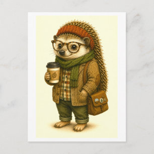 Cartão postal de ouriço hipster