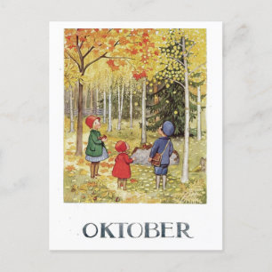 Cartão postal de outubro Vintage Elsa Beskow