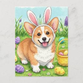 Cartão postal de ovos de Páscoa de Corgi Fofo