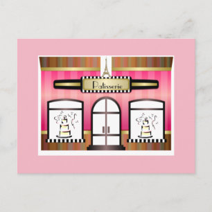 Cartão Postal de Padaria Francesa Cor-de-Rosa Tema