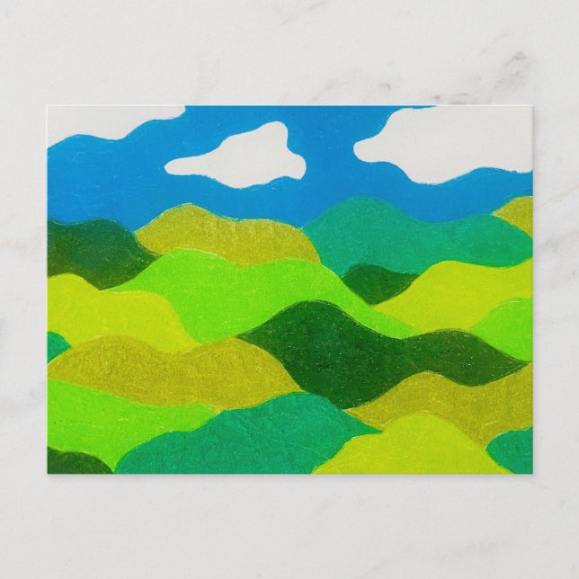 Cartão Postal de Paisagem Abstrata com Lápis de Co (Frente)