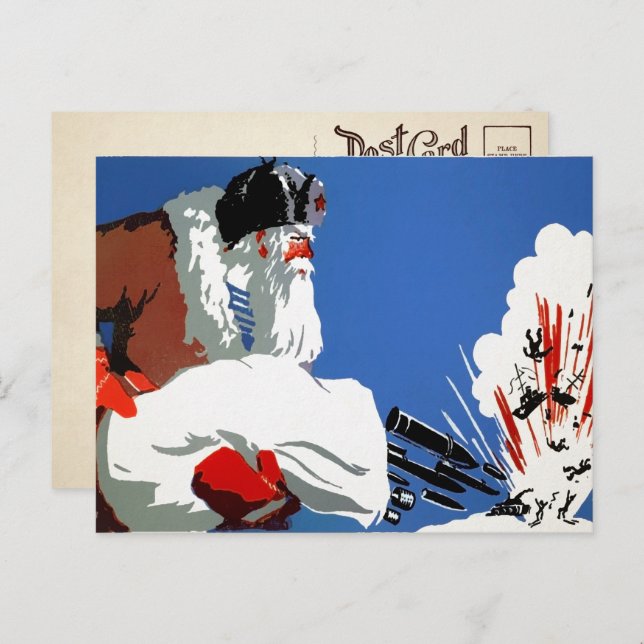 Cartão postal de Papais noeis Russos Vintage (Frente/Verso)