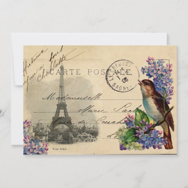 Cartão-postal de Paris com o Convite Lilacs (Frente)