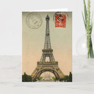 Cartão postal de Paris Vintage Chic Torre Eiffel e