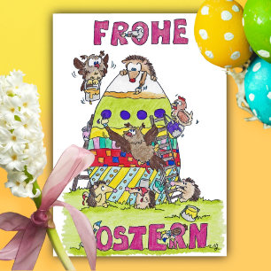 Cartão postal de Páscoa feliz alemão em desenho an
