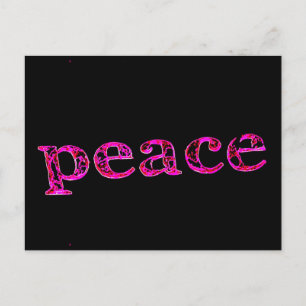 cartão postal de paz rosa/preto