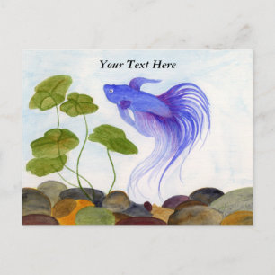 Cartão postal de peixe Betta azul
