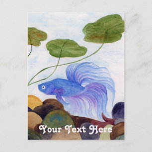 Cartão postal de peixe Betta Azul