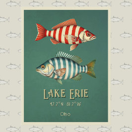 Cartão postal de peixe listrado do Lago Erie Ohio