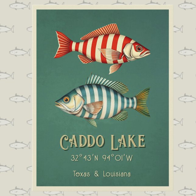 Cartão postal de peixe listrado náutico do Lago Ca (Criador carregado)