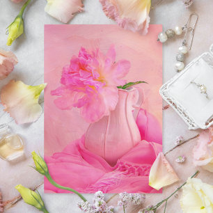 Cartão Postal de Peônia Rosa Antiga