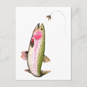 Cartão postal de pesca com isca artificial de trut