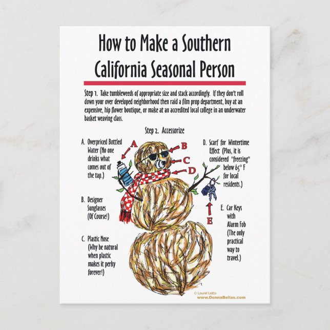 Cartão postal de pessoa sazonal do sul da Califórn (Frente)