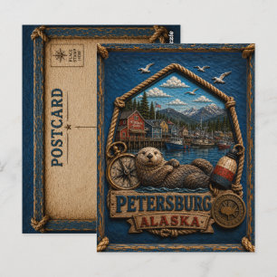 Cartão postal de Petersburg Alaska Viagem Vintage
