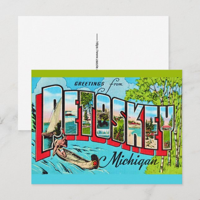 Cartão postal de Petoskey Michigan (Frente/Verso)
