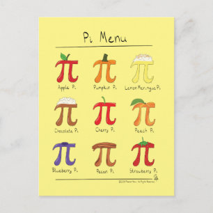 Cartão postal de Pi Dia Pi de Math Pi Cute Menu P