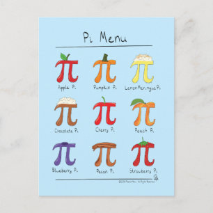 Cartão postal de Pi Dia Pi de Math Pi Cute Menu Pi