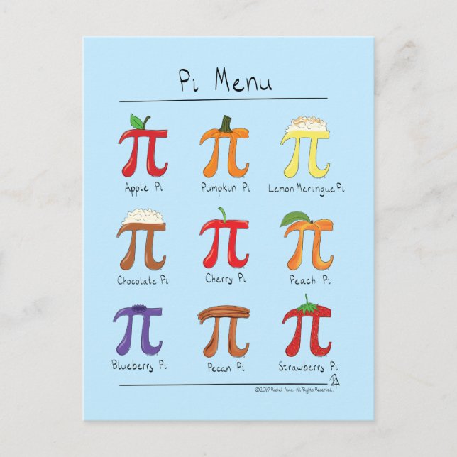 Cartão postal de Pi Dia Pi de Math Pi Cute Menu Pi (Frente)
