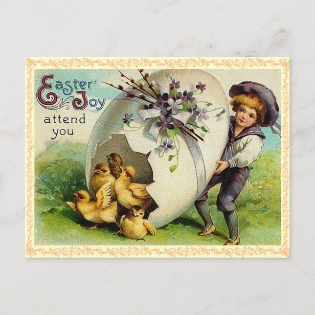 Cartão postal de Pintinhos de Páscoa Vintage (Frente)