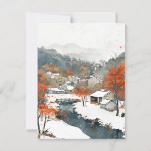 Cartão postal de pintura aquarela coreano Vintage