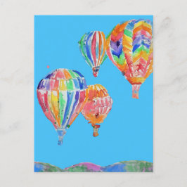Cartão postal de pintura aquarela de balão de ar q