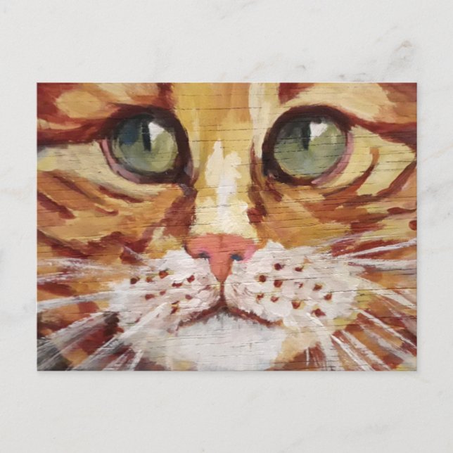 Cartão postal de pintura de gato laranja detalhe (Frente)