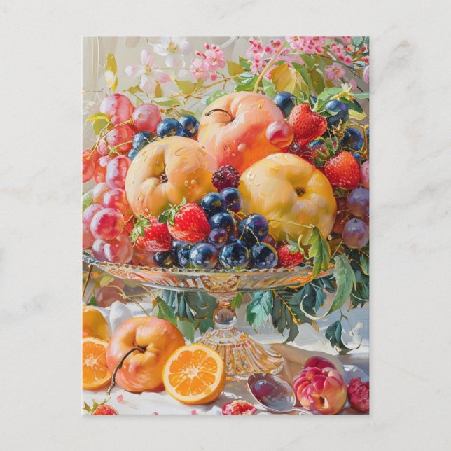 Cartão postal de pintura de óleo com Frutas de vid (Frente)