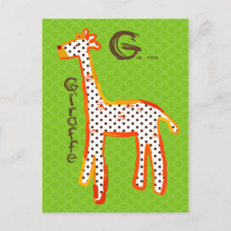 Cartão postal de pintura digital 'G é de girafa'