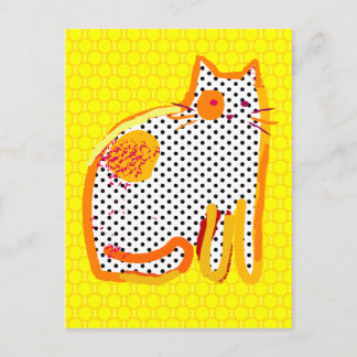cartão postal de pintura digital 'gato amarelo'