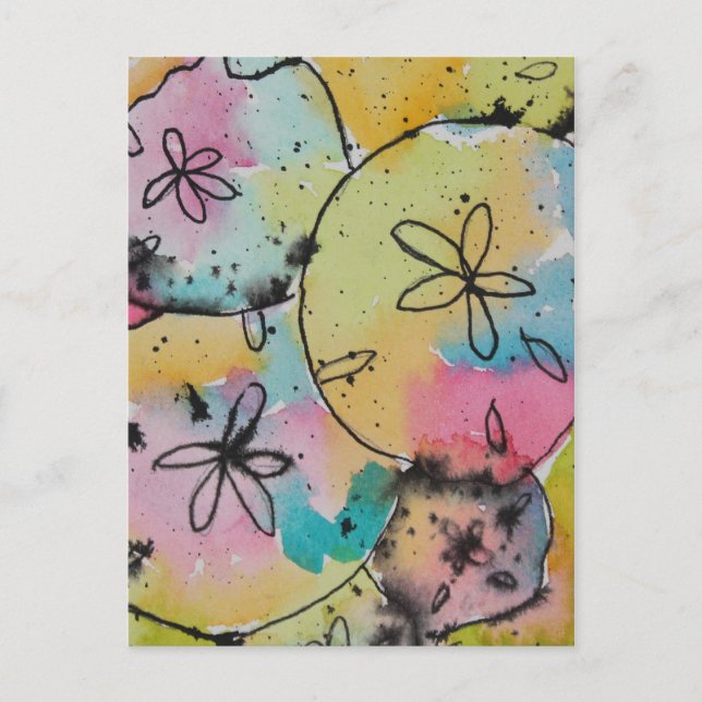 Cartão postal de pintura em aquarela e tinta de dó (Frente)