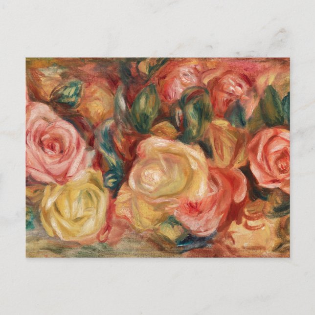 Cartão postal de pintura impressionista de Rosas p (Frente)