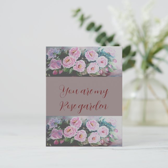 CARTÃO POSTAL DE PINTURAS DE ROSAS SELVAGENS DE RO (Em pé/Frente)