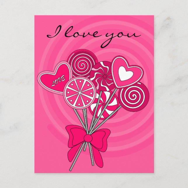 Cartão postal de pirulito rosa (Frente)