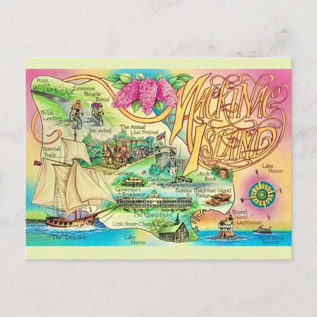 Cartão postal de pontos insulares Mackinac (Frente)