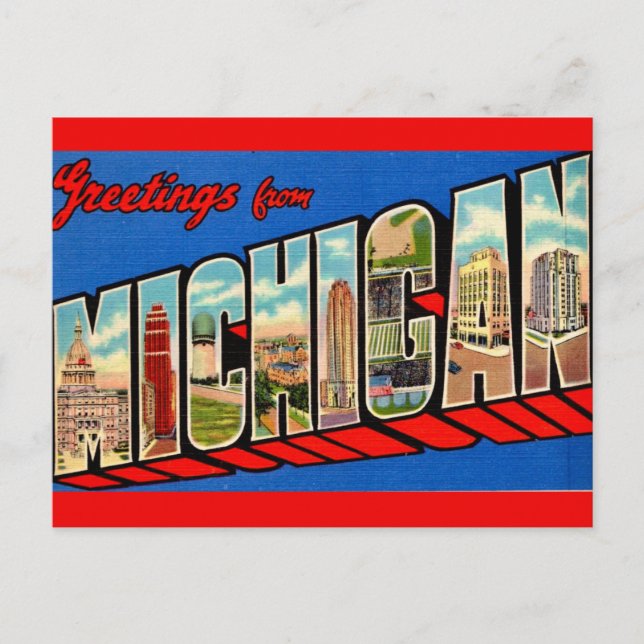 Cartão Postal de Pontos Turísticos de Michigan (Frente)