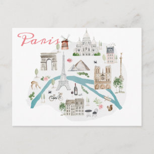 Cartão Postal de Pontos Turísticos Famosos de Pari