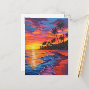 Cartão Postal de Pôr do Sol Tropical