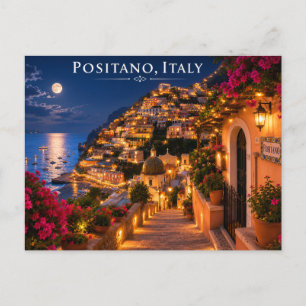 Cartão Postal de Positano Itália à Noite