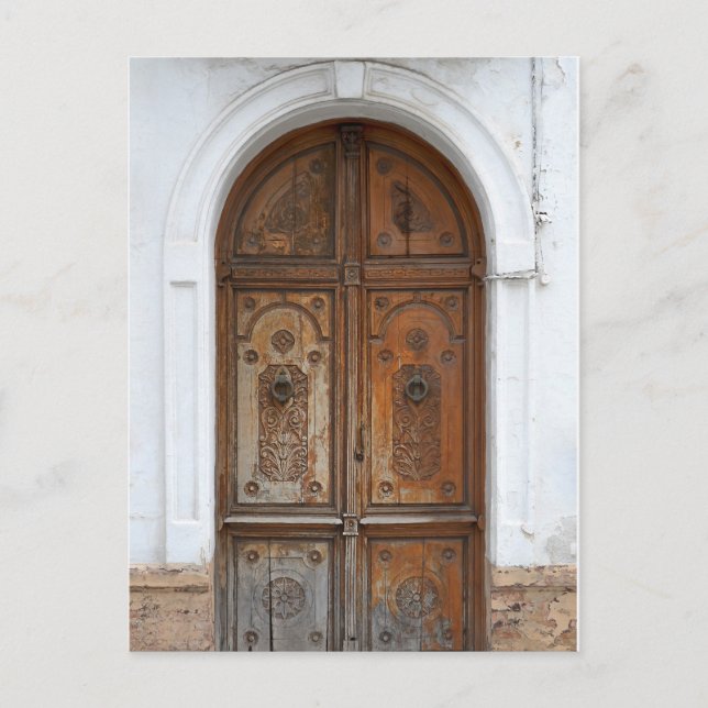 Cartão postal de poste de porta de madeira rústica (Frente)