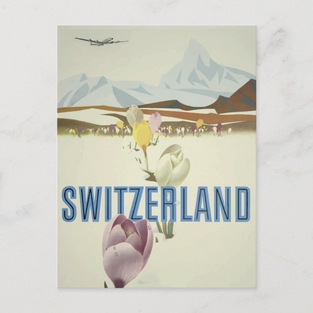Cartão Postal de Poster de Viagem da Suíça (Frente)