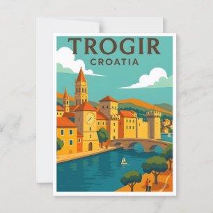 Cartão postal de pôster de viagem vintage de Trogi
