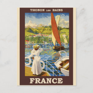Cartão postal de pôster de viagem vintage França F