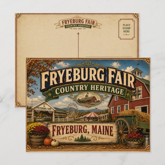 Cartão postal de pôster vintage da Fryeburg Fair (Frente/Verso)