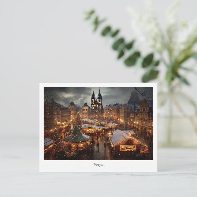 Cartão postal de Praga à noite na República Tcheca (Em pé/Frente)