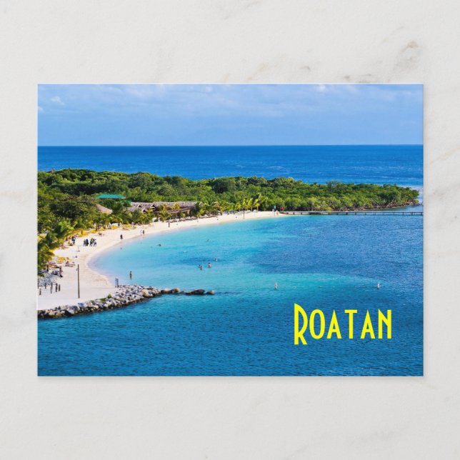 Cartão postal de praia em Roatan (Frente)