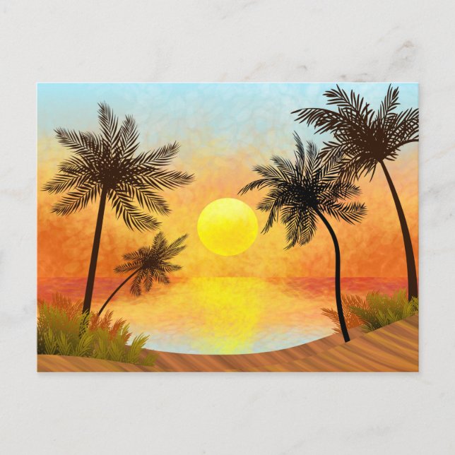 Cartão postal de praia tropical (Frente)
