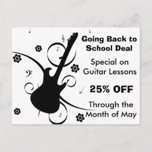 Cartão Postal de Promoção de Aulas de Guitarra