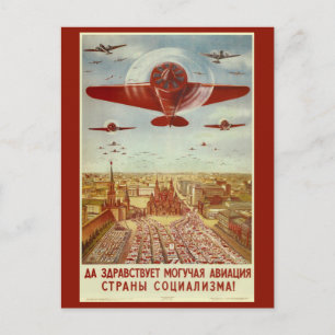 Cartão postal de propaganda de aviação russa vinta