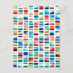 Cartão Postal de Quadrados de Nuvens em Aquarela A